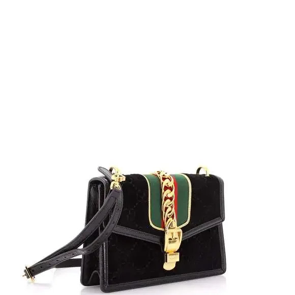 Gucci Sylvie Shoulder Bag Gg Velvet #200627G11B - Picture 2 of 9